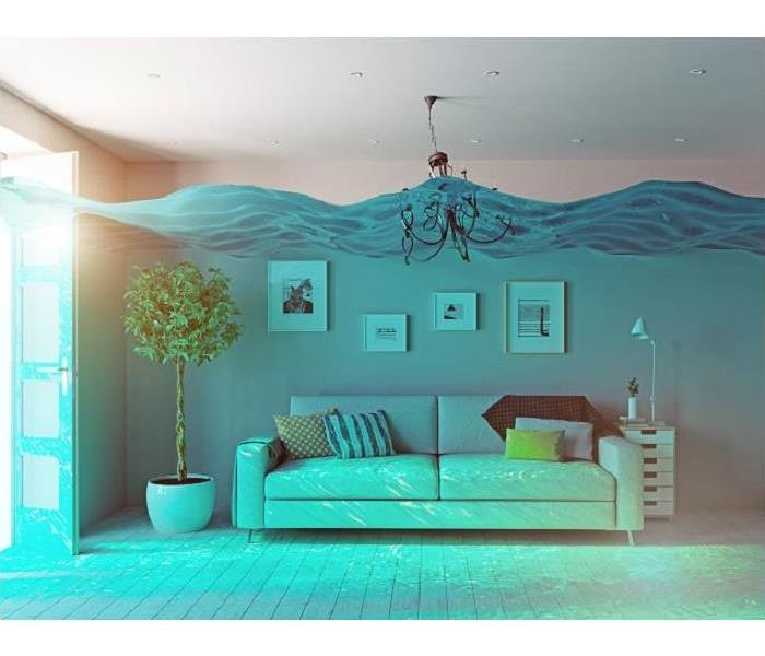 Living room under water